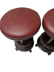 Six Art Deco Amsterdamse School Stools with Leather Tops, 1920s